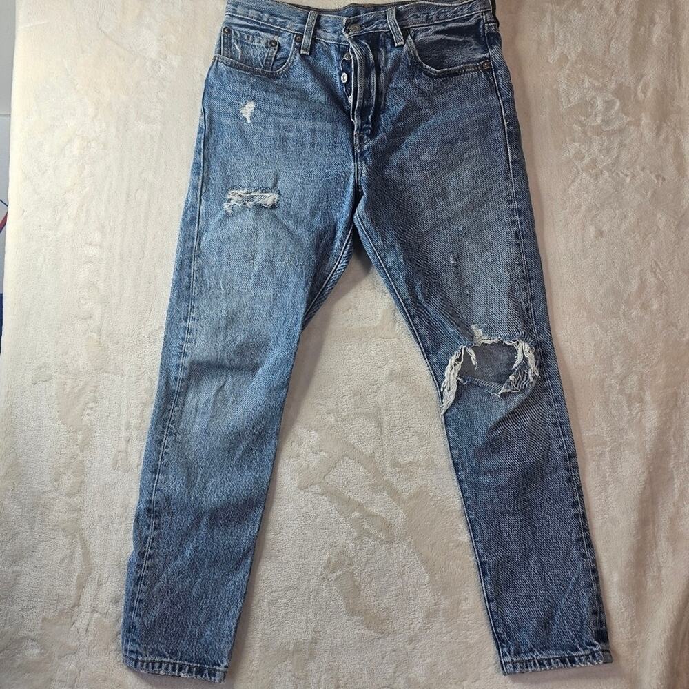 Levi’s Big E premium denim jeans 501 S skinny W27 L28 light wash distressed